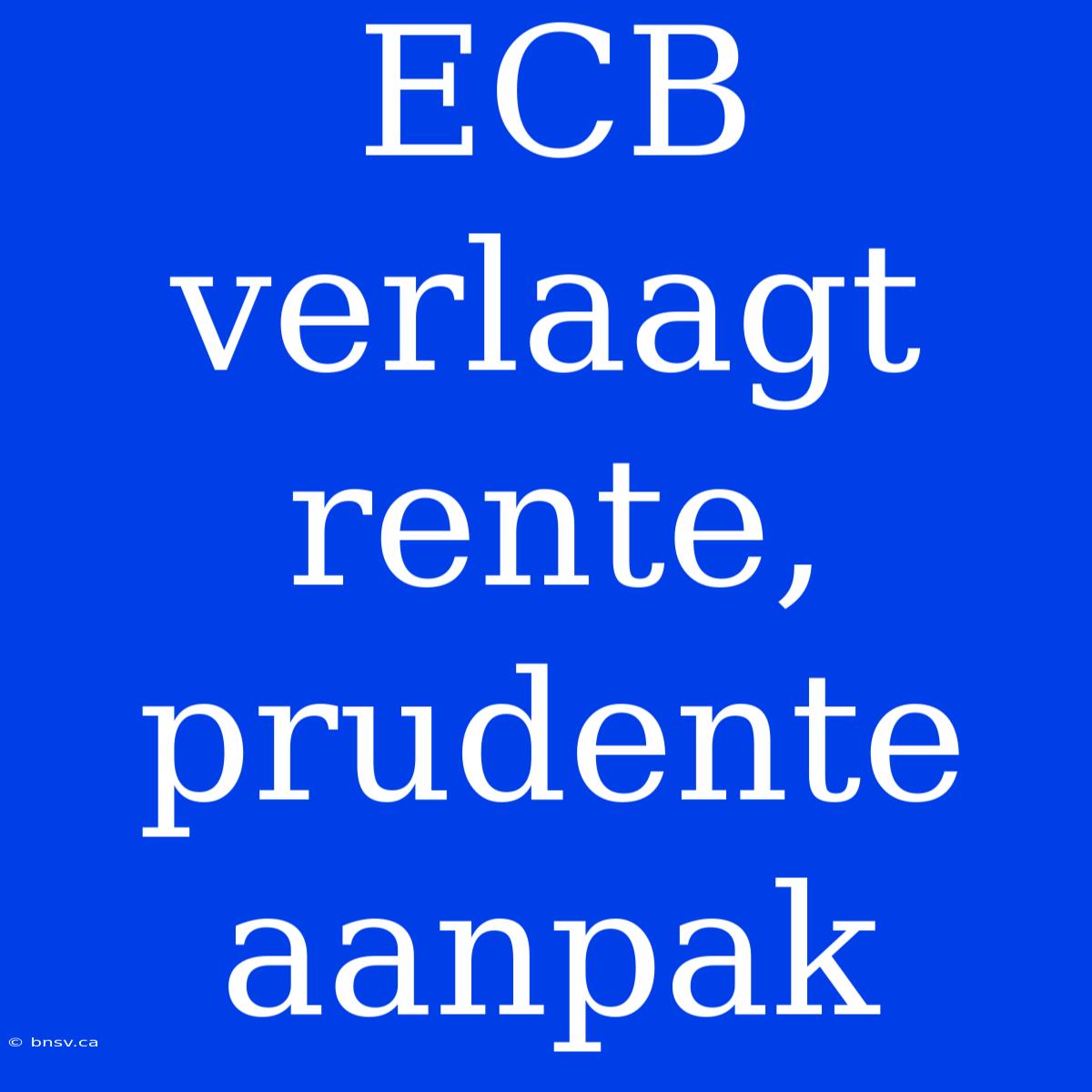 ECB Verlaagt Rente, Prudente Aanpak