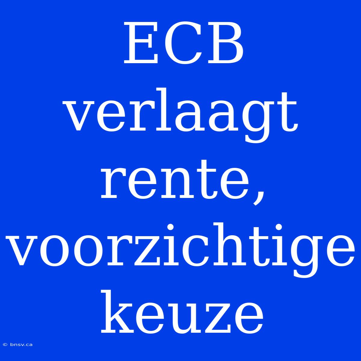 ECB Verlaagt Rente, Voorzichtige Keuze