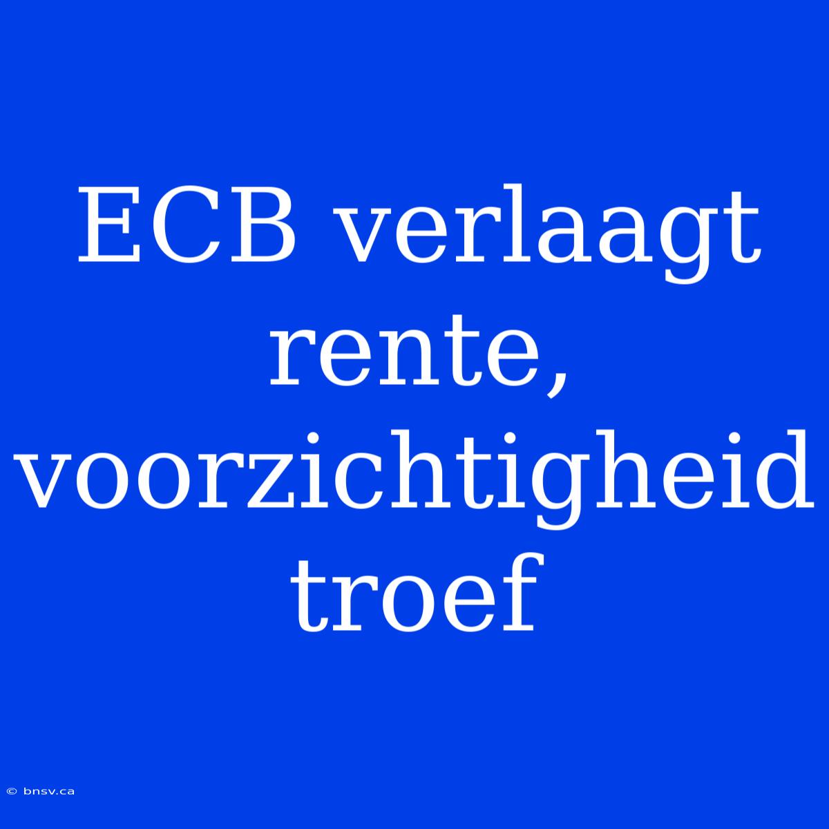 ECB Verlaagt Rente, Voorzichtigheid Troef