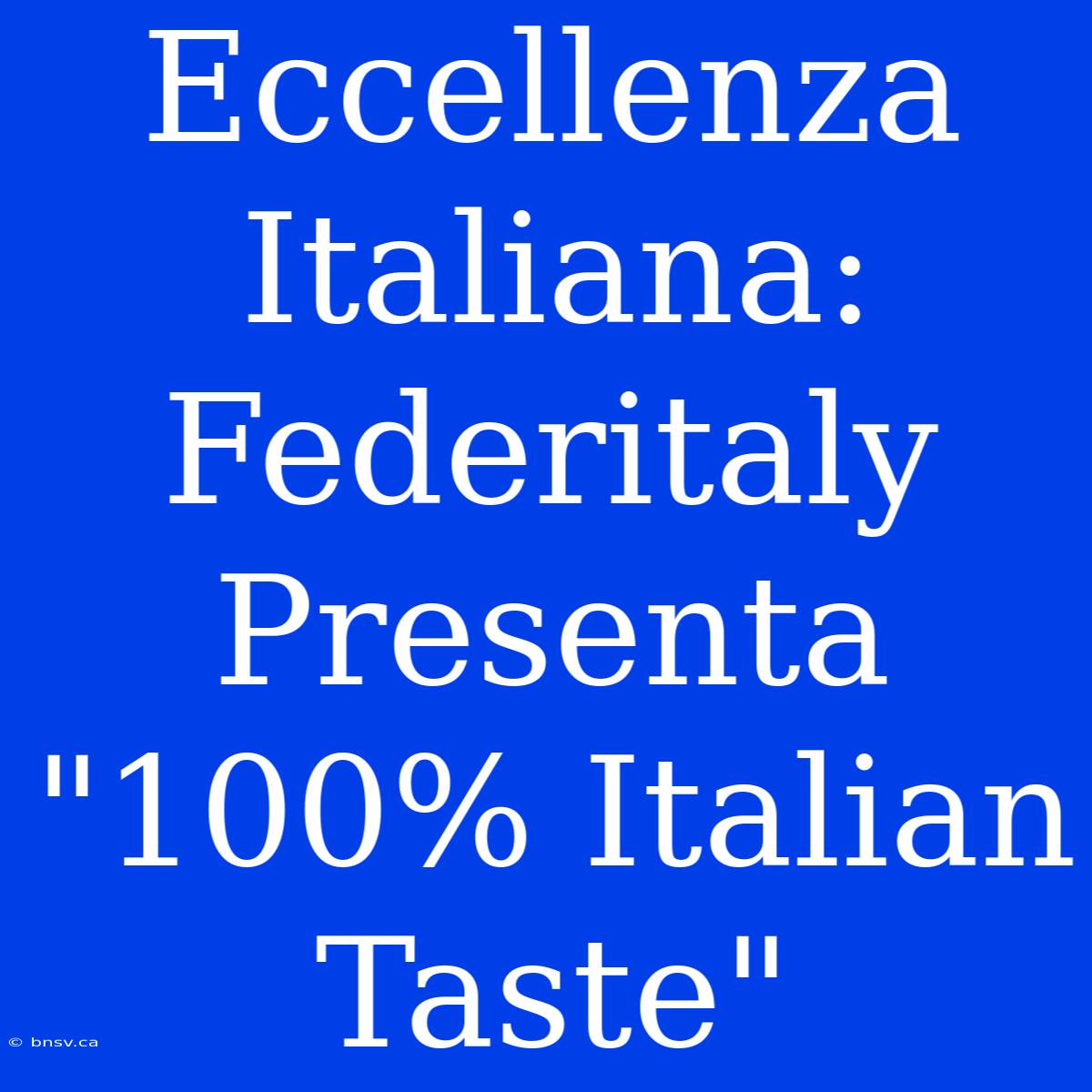 Eccellenza Italiana: Federitaly Presenta 