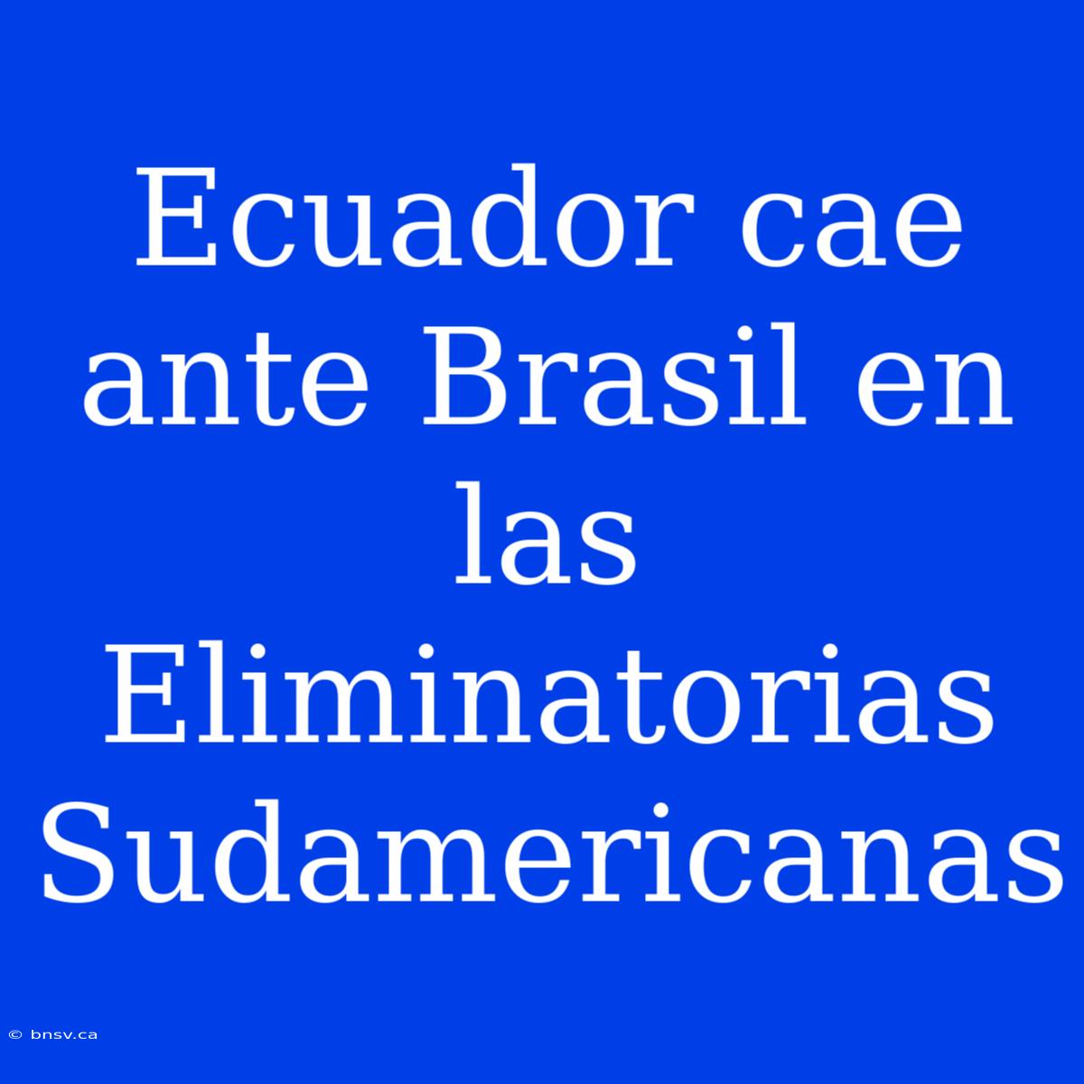 Ecuador Cae Ante Brasil En Las Eliminatorias Sudamericanas