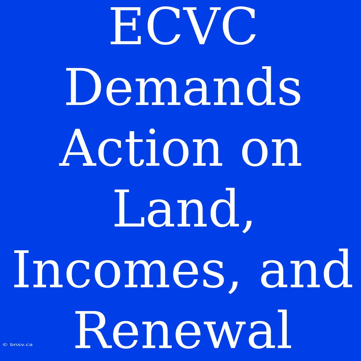 ECVC Demands Action On Land, Incomes, And Renewal