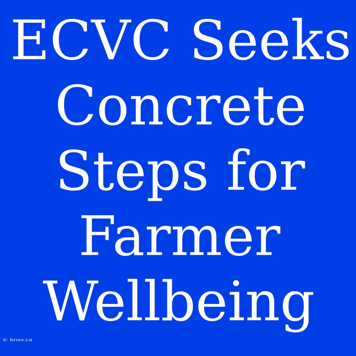 ECVC Seeks Concrete Steps For Farmer Wellbeing