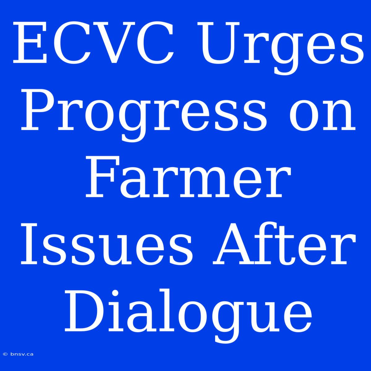 ECVC Urges Progress On Farmer Issues After Dialogue