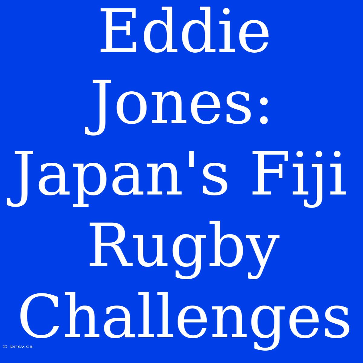 Eddie Jones: Japan's Fiji Rugby Challenges