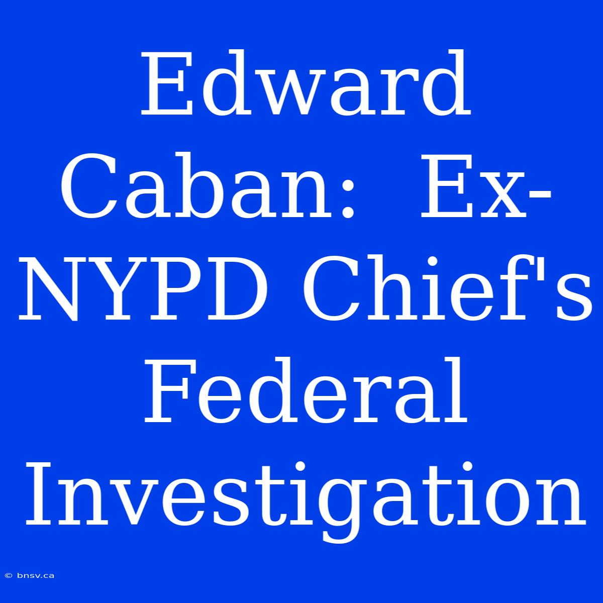 Edward Caban:  Ex-NYPD Chief's Federal Investigation