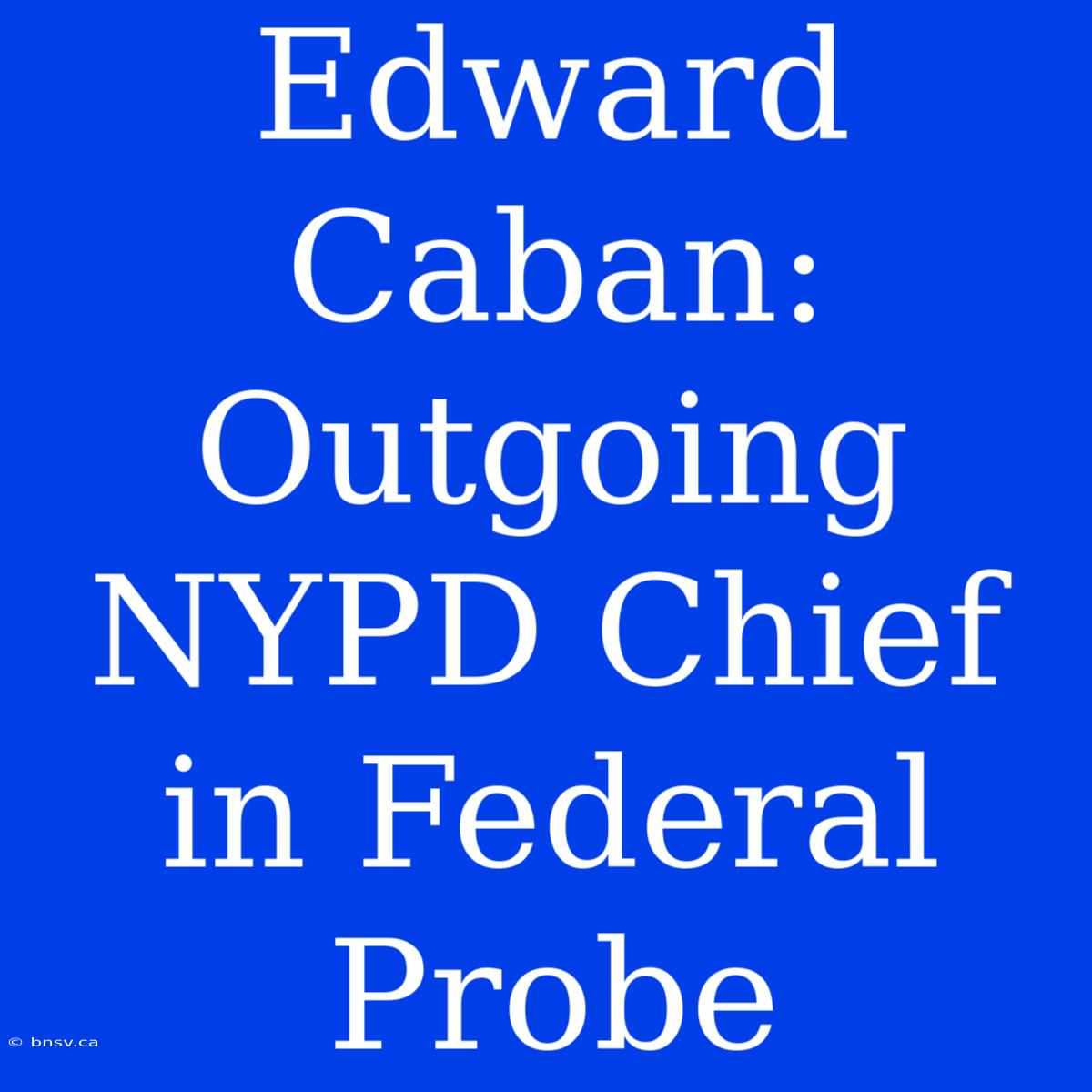 Edward Caban: Outgoing NYPD Chief In Federal Probe