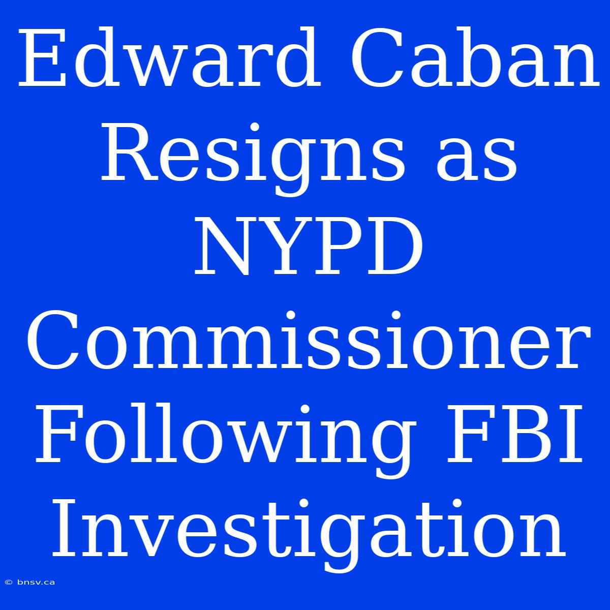 Edward Caban Resigns As NYPD Commissioner Following FBI Investigation