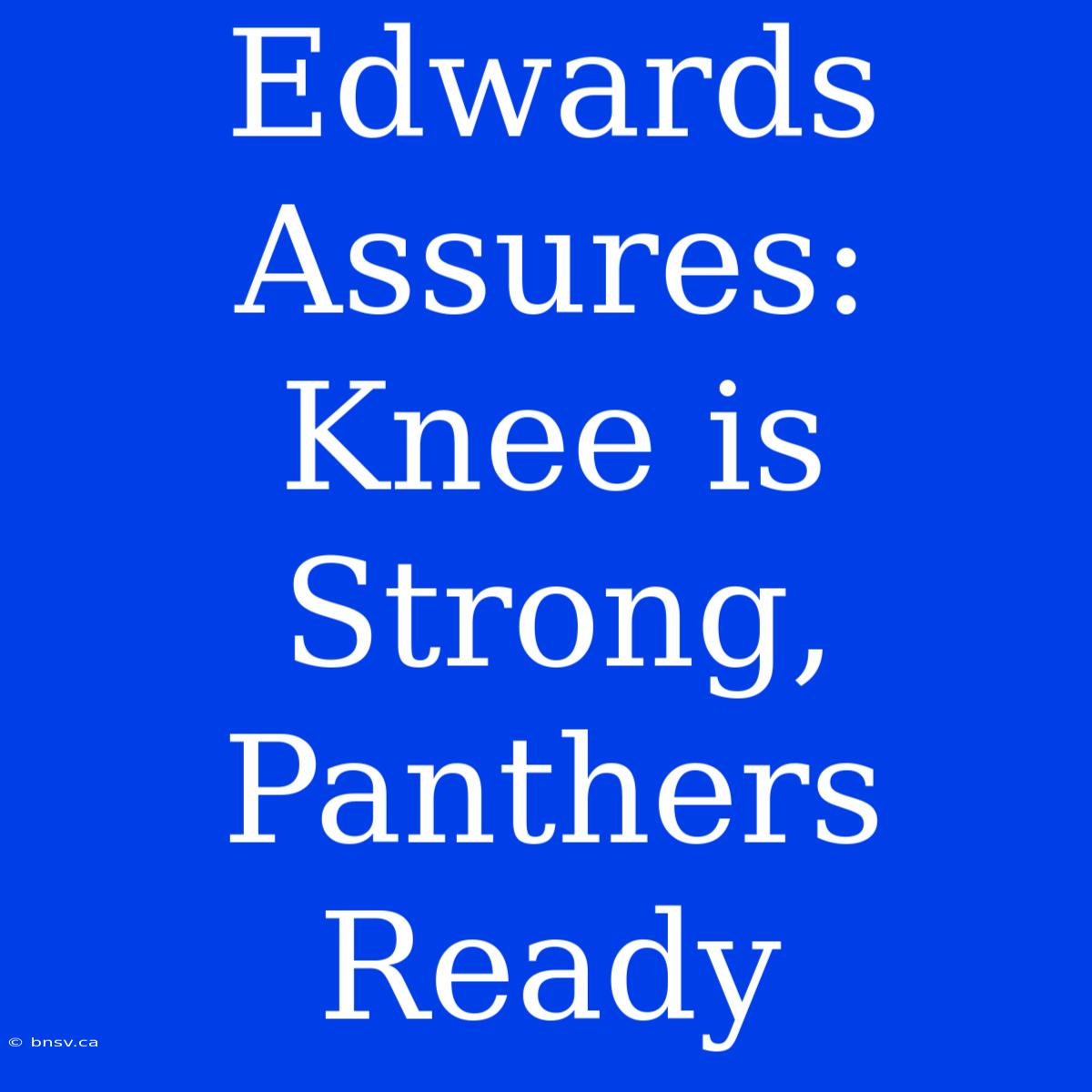 Edwards Assures: Knee Is Strong, Panthers Ready