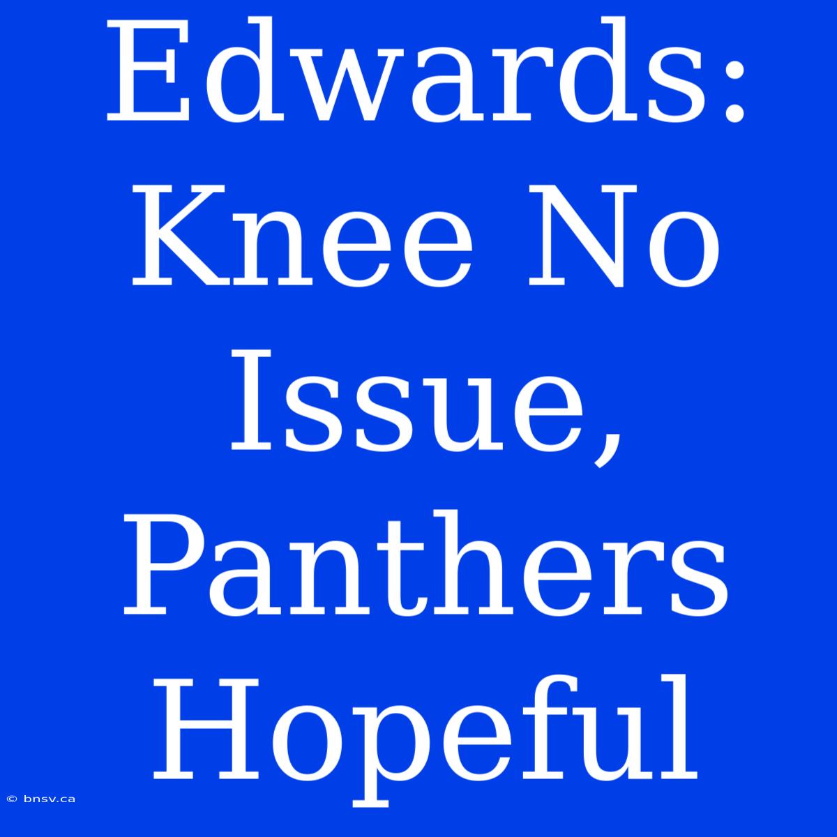 Edwards: Knee No Issue, Panthers Hopeful