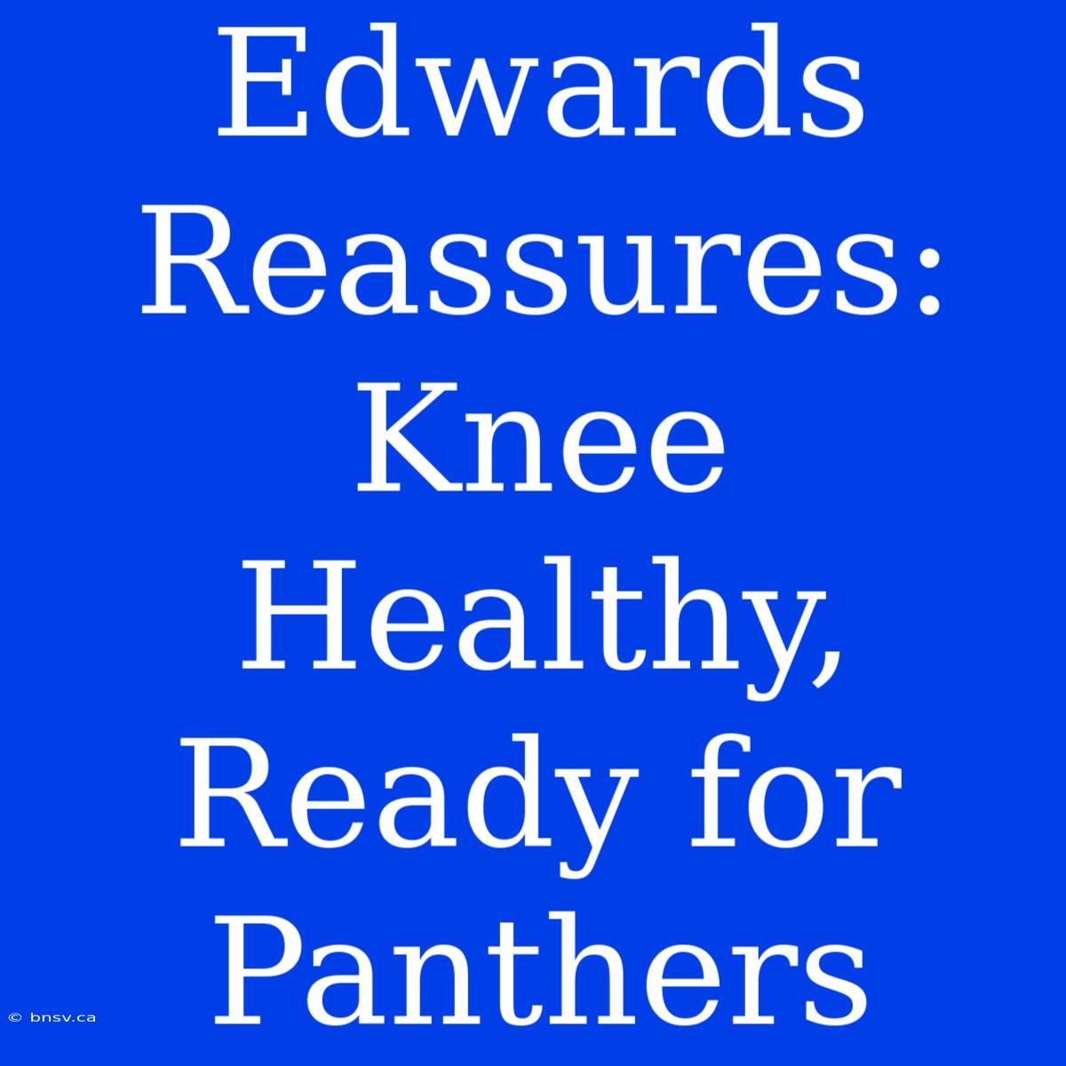 Edwards Reassures: Knee Healthy, Ready For Panthers