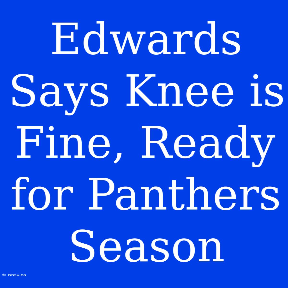 Edwards Says Knee Is Fine, Ready For Panthers Season