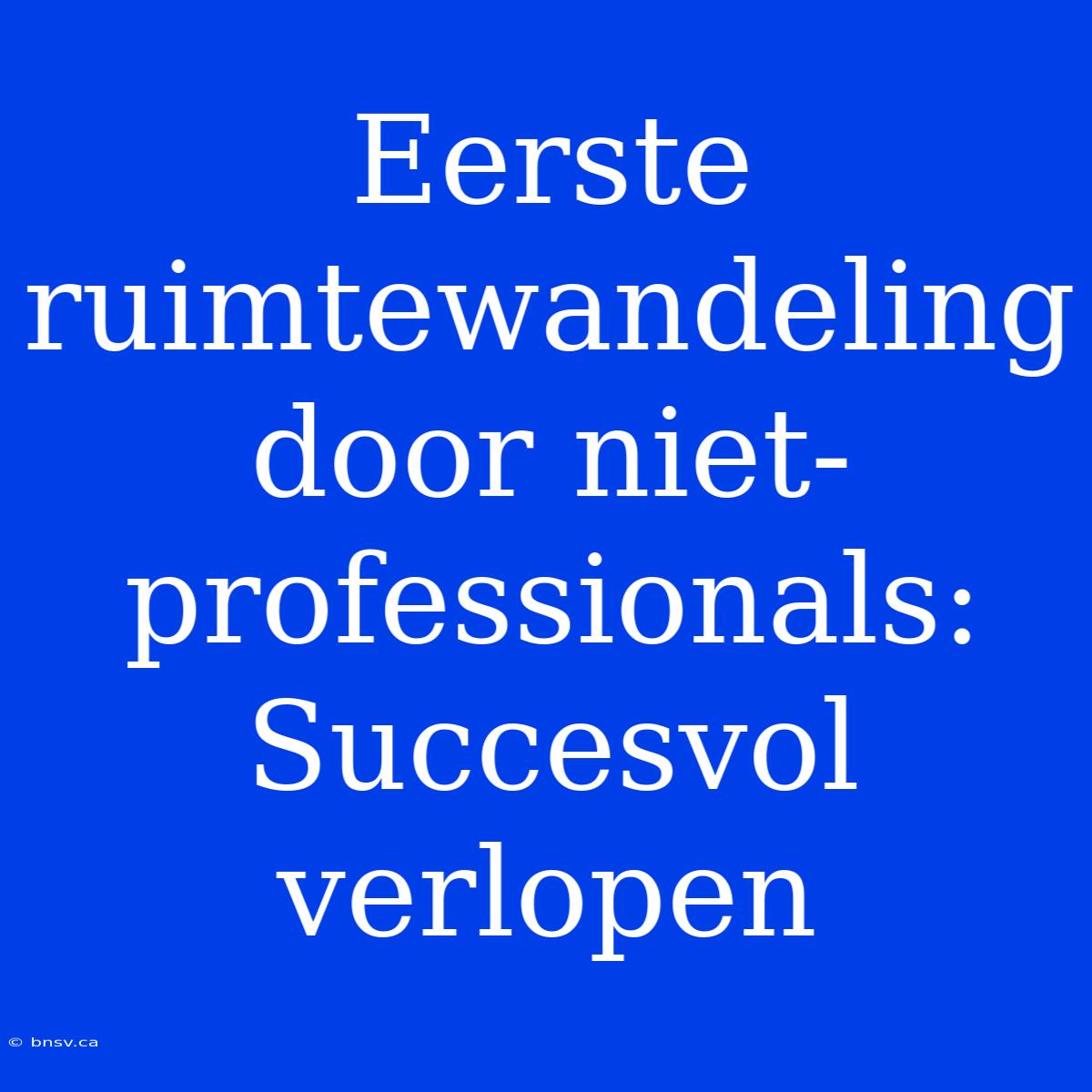 Eerste Ruimtewandeling Door Niet-professionals: Succesvol Verlopen