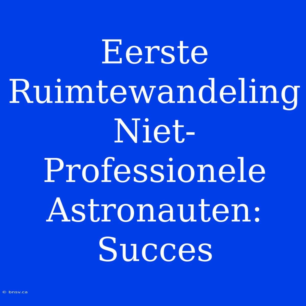 Eerste Ruimtewandeling Niet-Professionele Astronauten: Succes