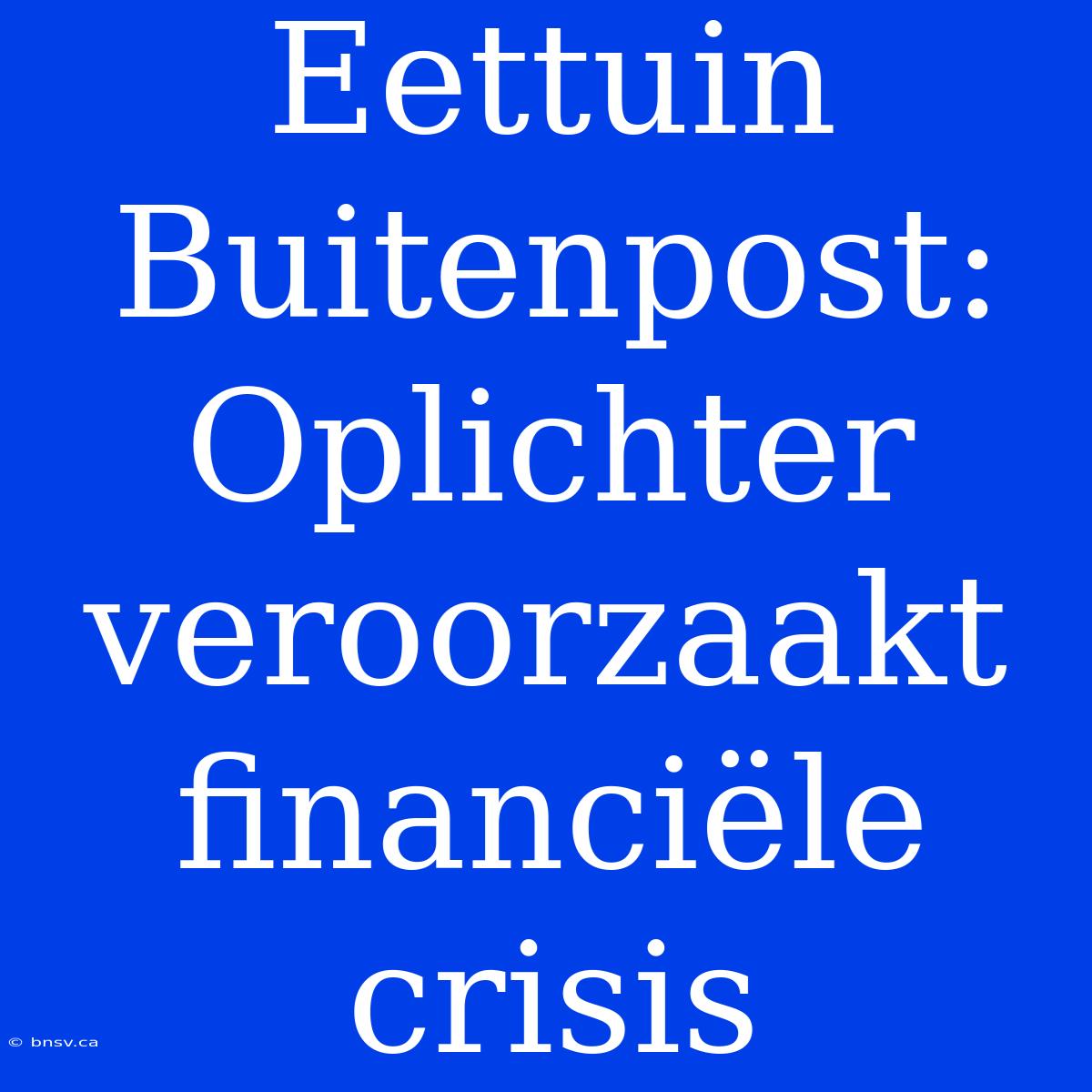 Eettuin Buitenpost: Oplichter Veroorzaakt Financiële Crisis