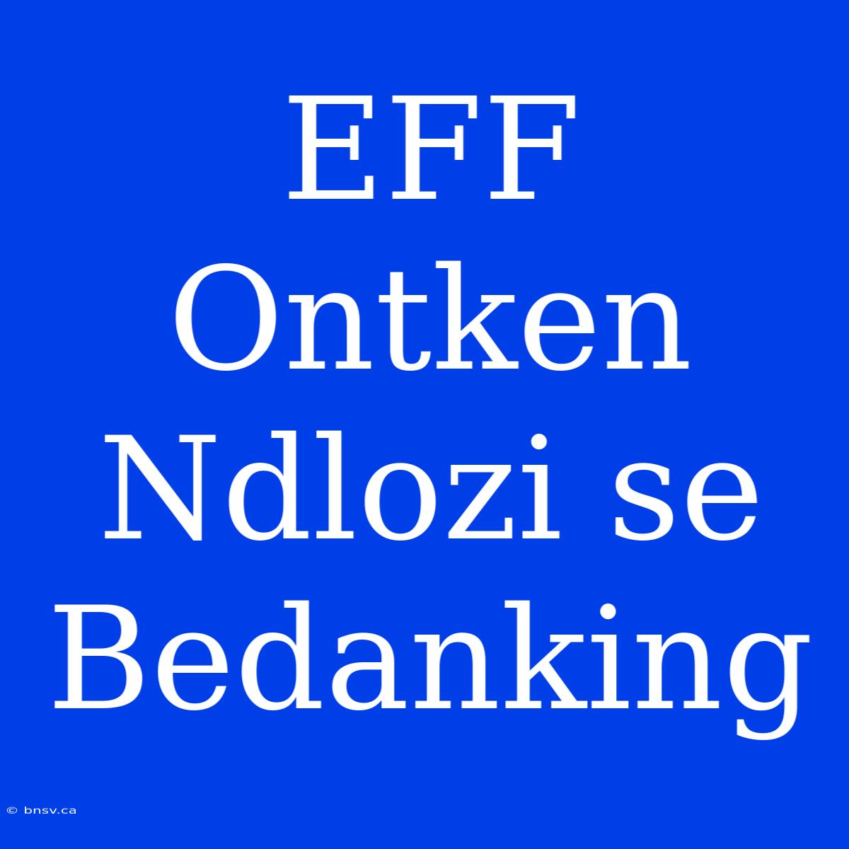 EFF Ontken Ndlozi Se Bedanking