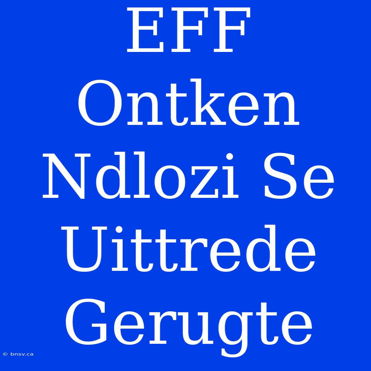 EFF Ontken Ndlozi Se Uittrede Gerugte