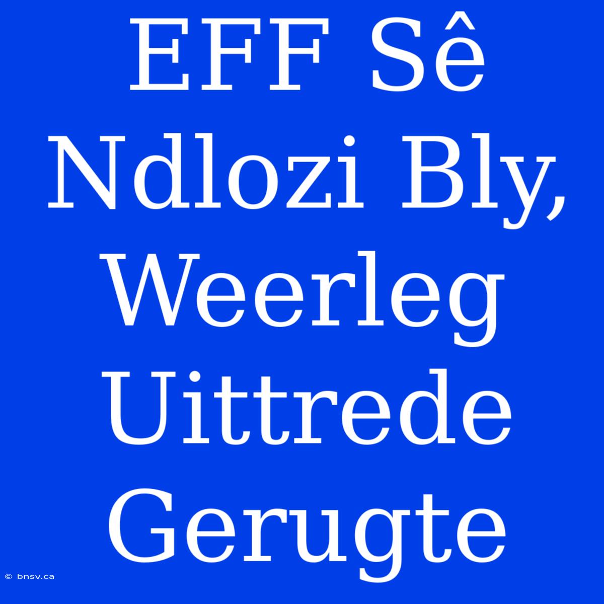 EFF Sê Ndlozi Bly, Weerleg Uittrede Gerugte