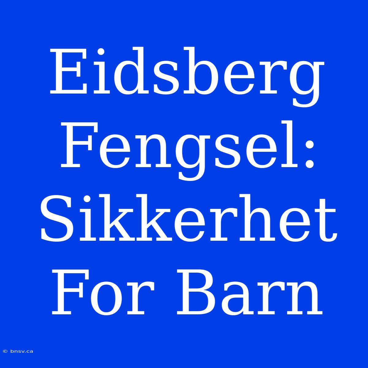 Eidsberg Fengsel: Sikkerhet For Barn