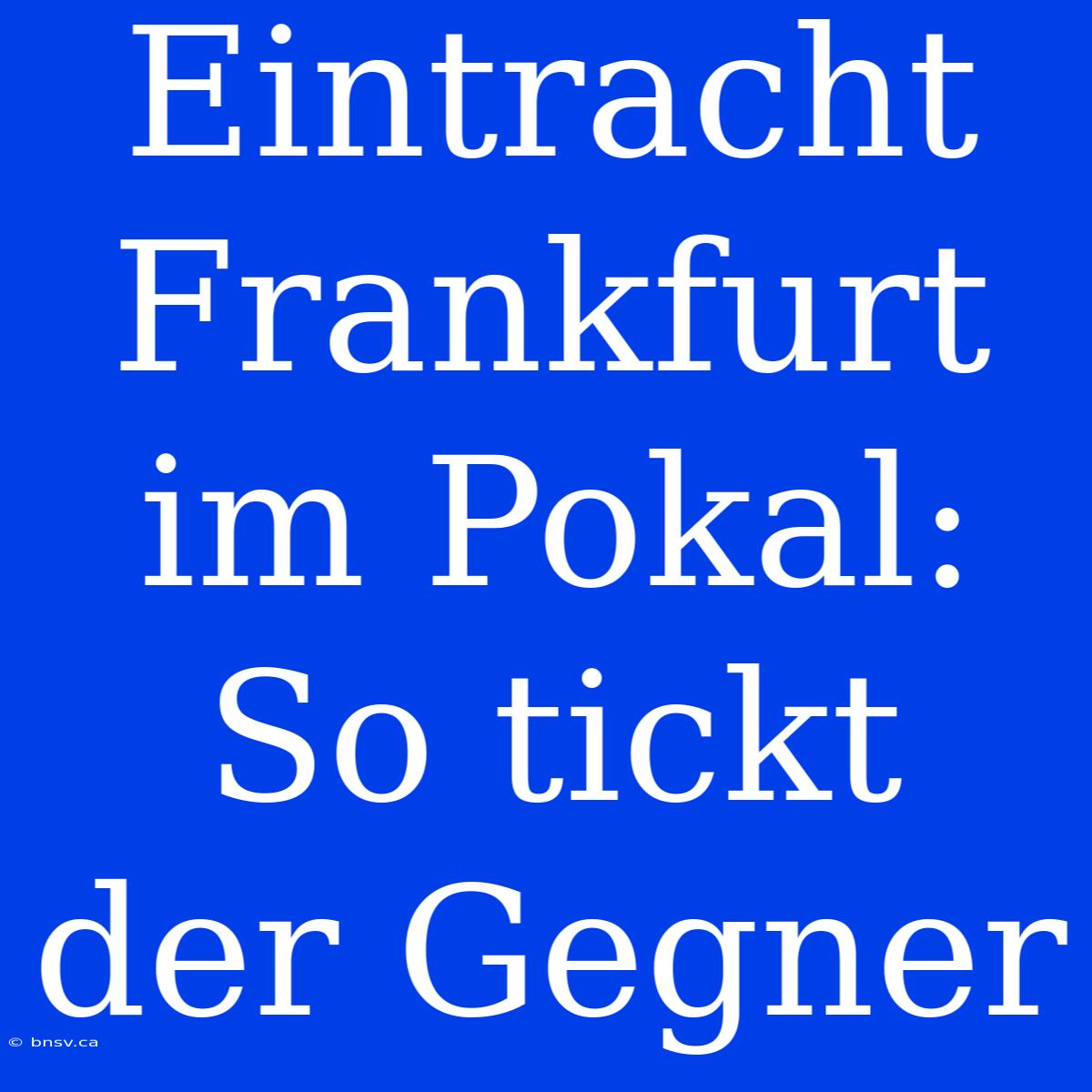 Eintracht Frankfurt Im Pokal: So Tickt Der Gegner