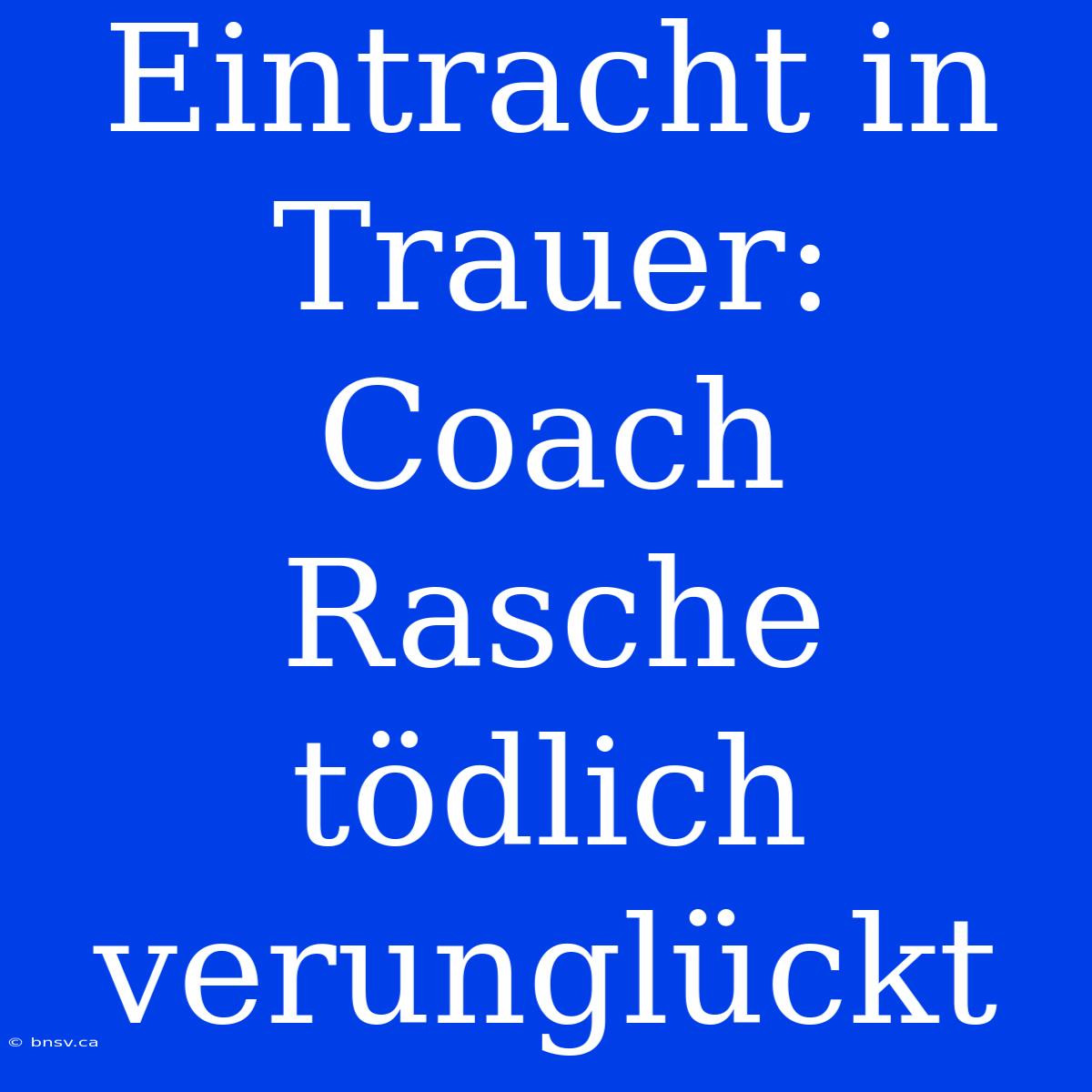 Eintracht In Trauer: Coach Rasche Tödlich Verunglückt