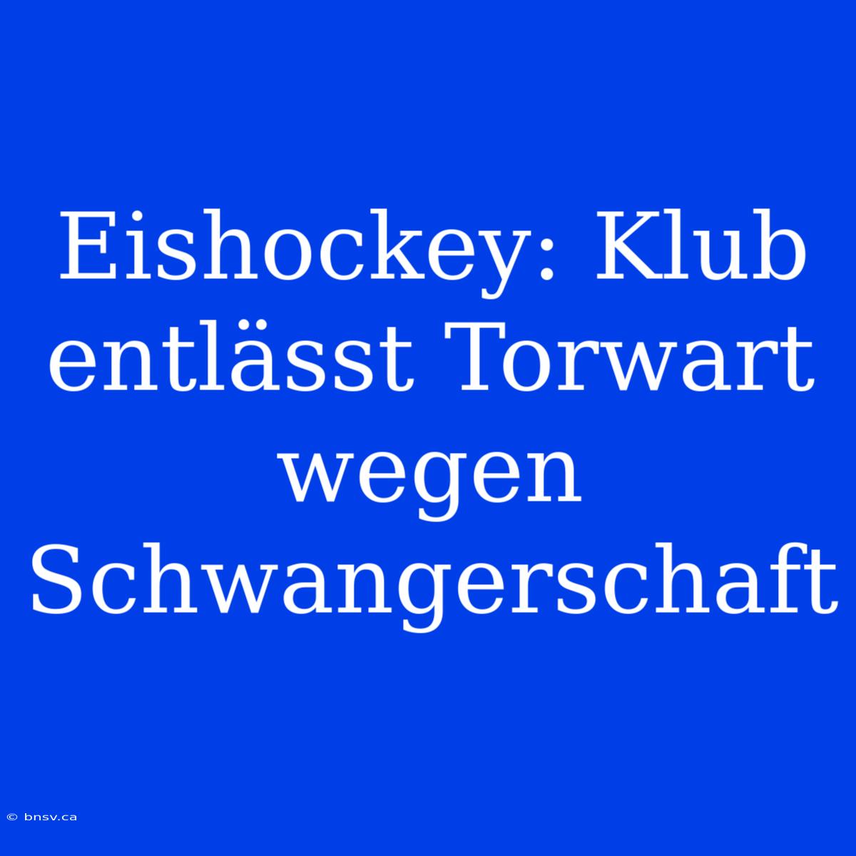 Eishockey: Klub Entlässt Torwart Wegen Schwangerschaft