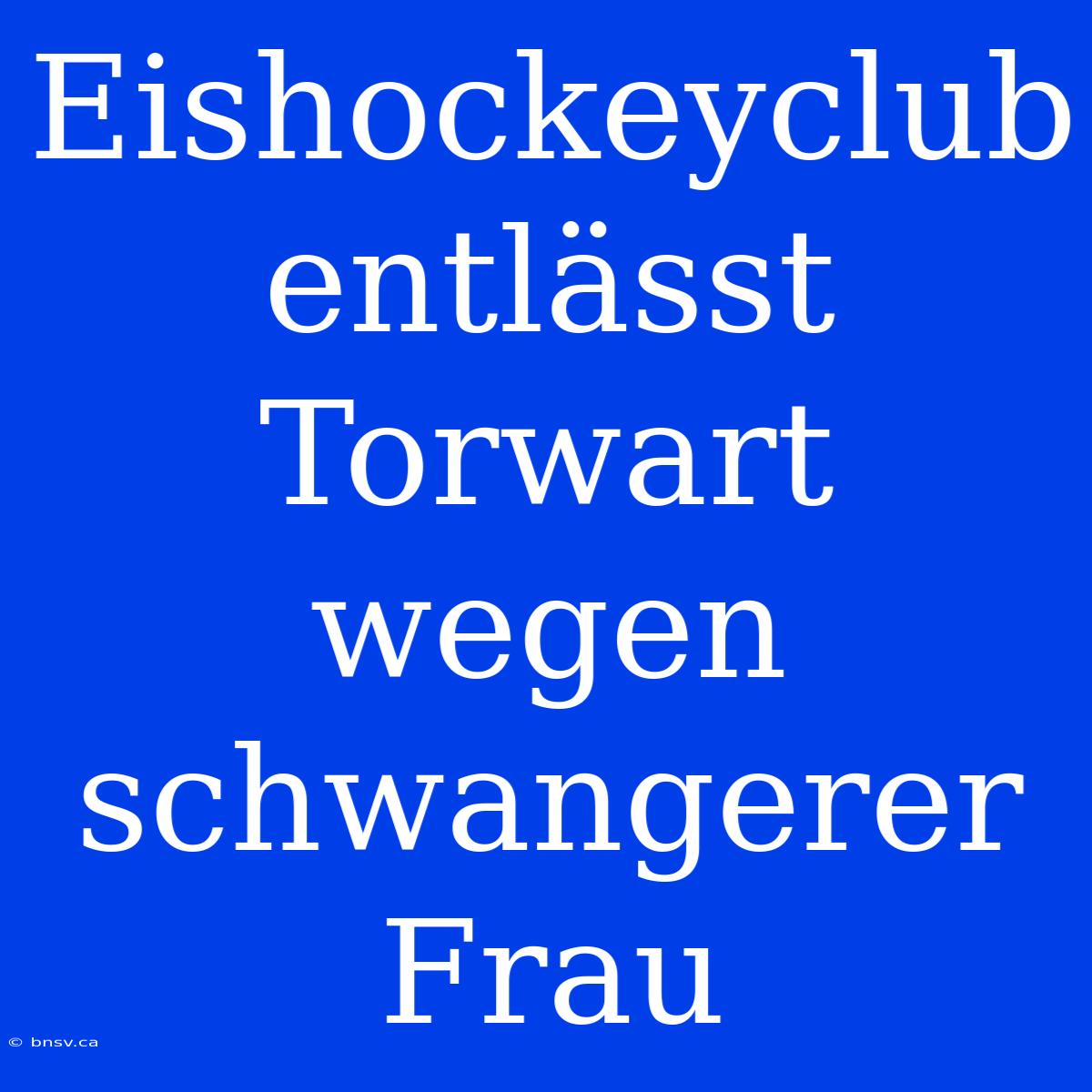 Eishockeyclub Entlässt Torwart Wegen Schwangerer Frau