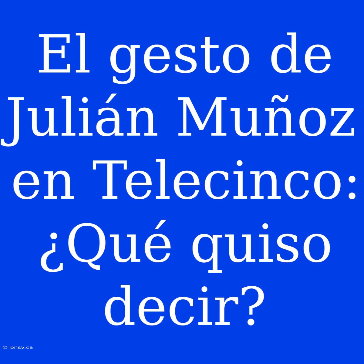 El Gesto De Julián Muñoz En Telecinco: ¿Qué Quiso Decir?