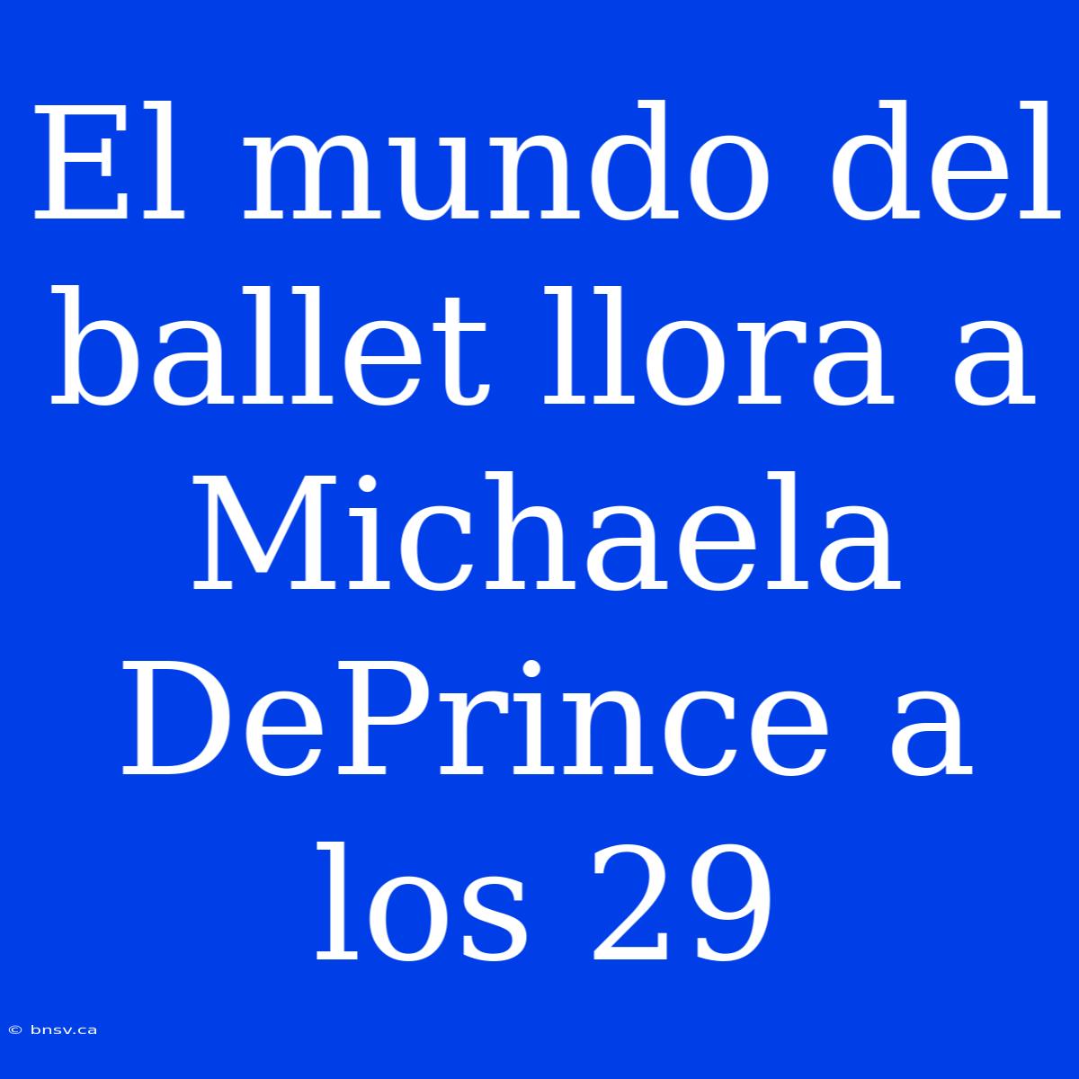 El Mundo Del Ballet Llora A Michaela DePrince A Los 29