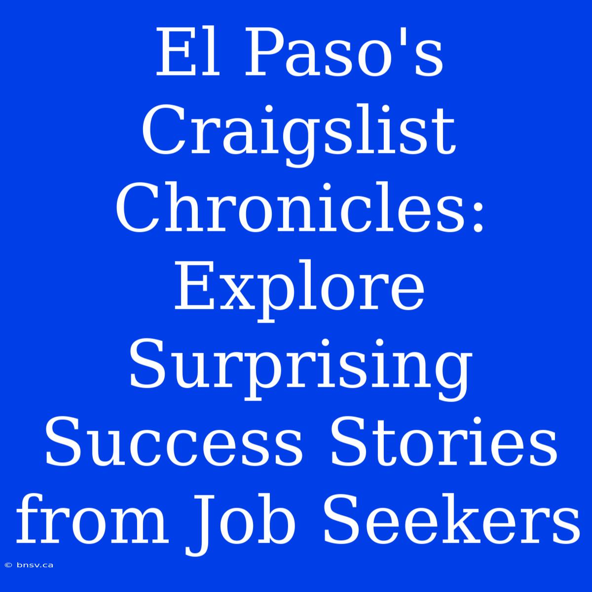 El Paso's Craigslist Chronicles: Explore Surprising Success Stories From Job Seekers