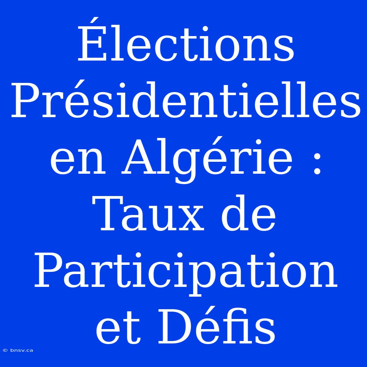 Élections Présidentielles En Algérie : Taux De Participation Et Défis