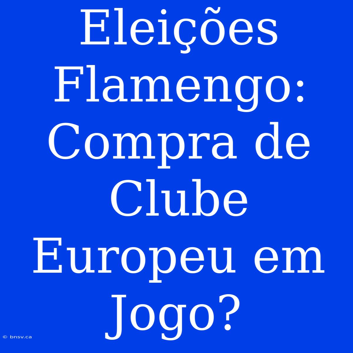 Eleições Flamengo: Compra De Clube Europeu Em Jogo?