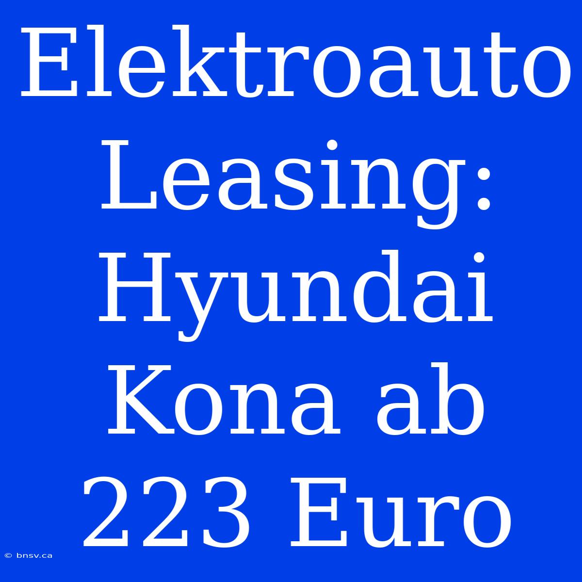 Elektroauto Leasing: Hyundai Kona Ab 223 Euro