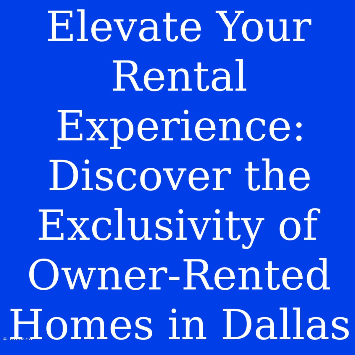 Elevate Your Rental Experience: Discover The Exclusivity Of Owner-Rented Homes In Dallas