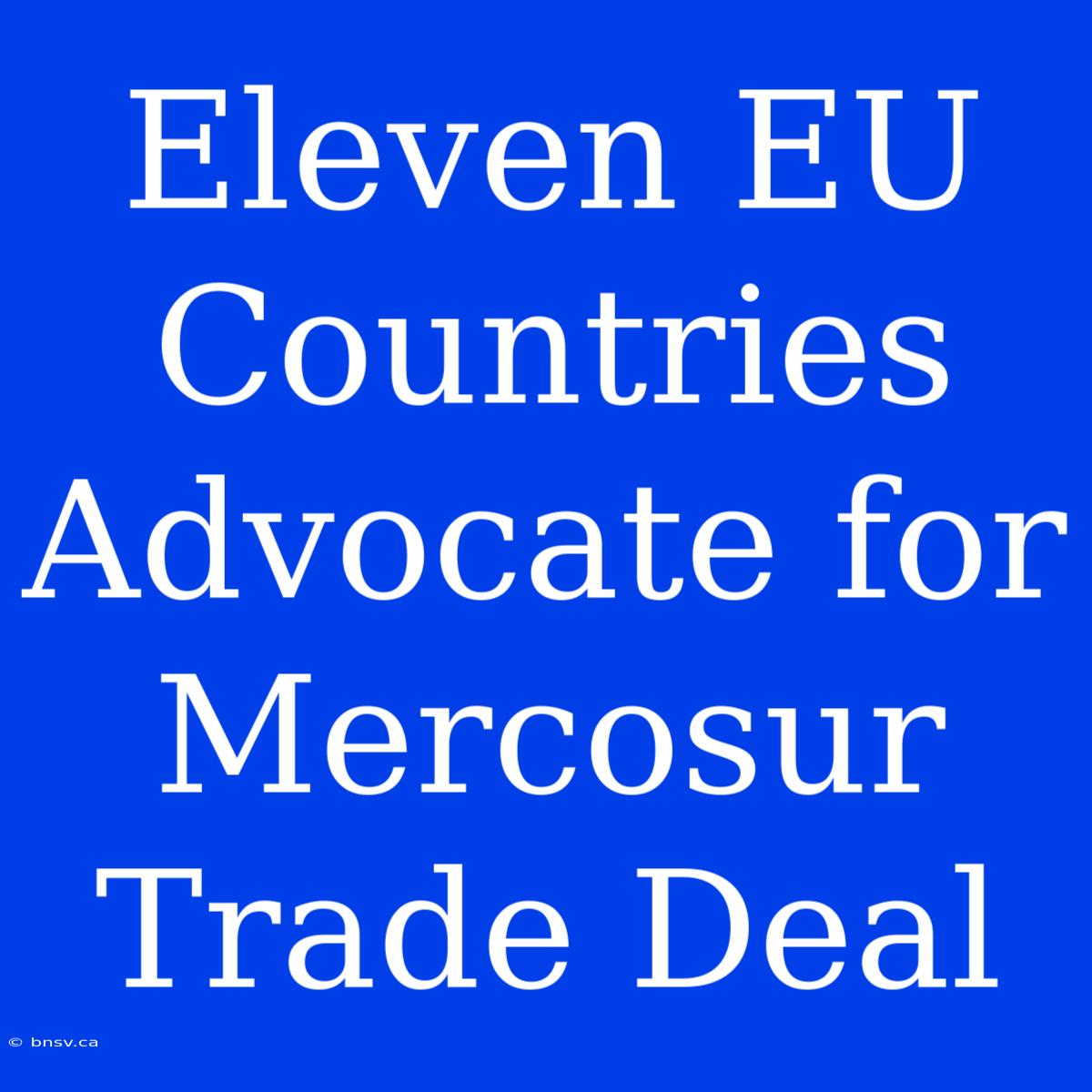 Eleven EU Countries Advocate For Mercosur Trade Deal