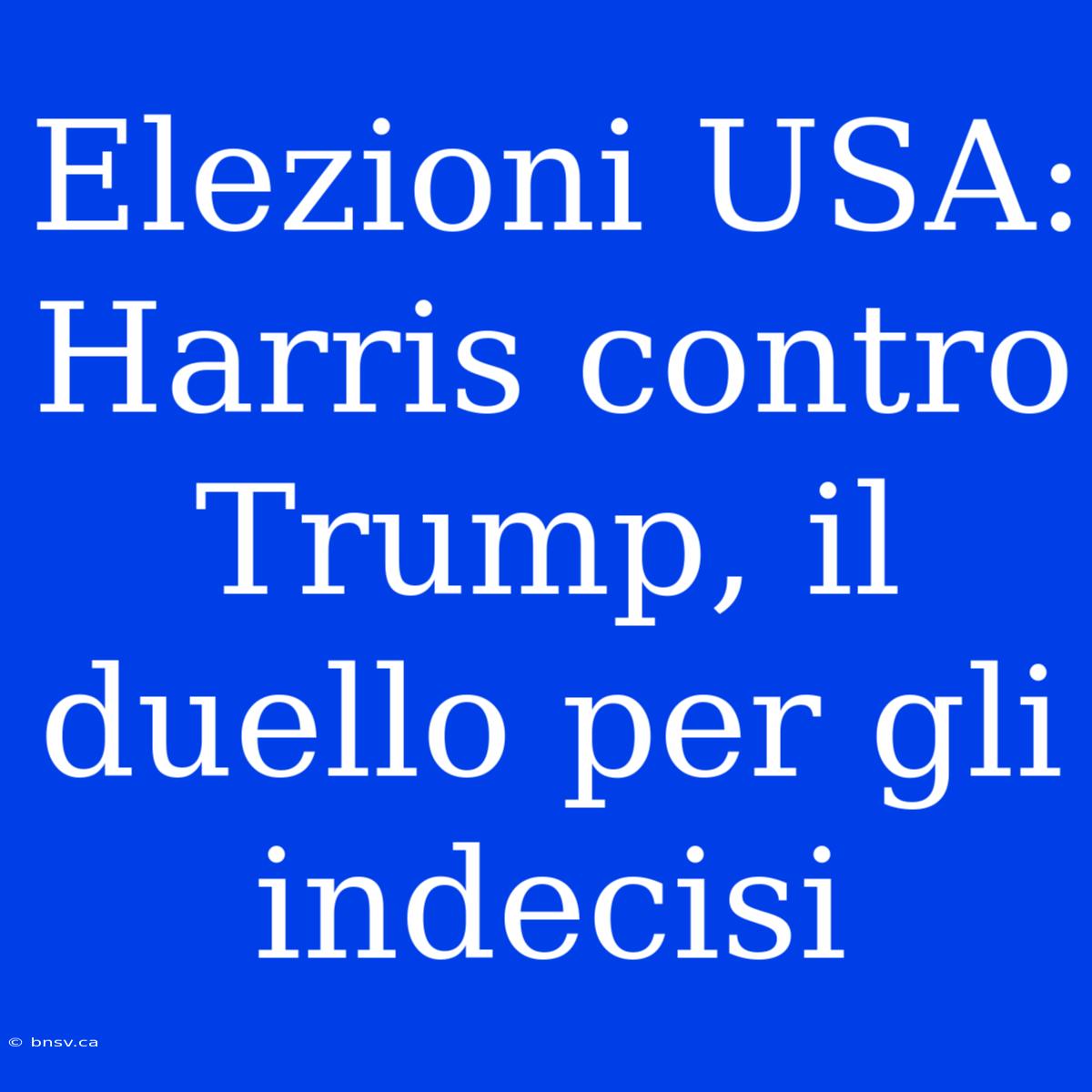 Elezioni USA: Harris Contro Trump, Il Duello Per Gli Indecisi