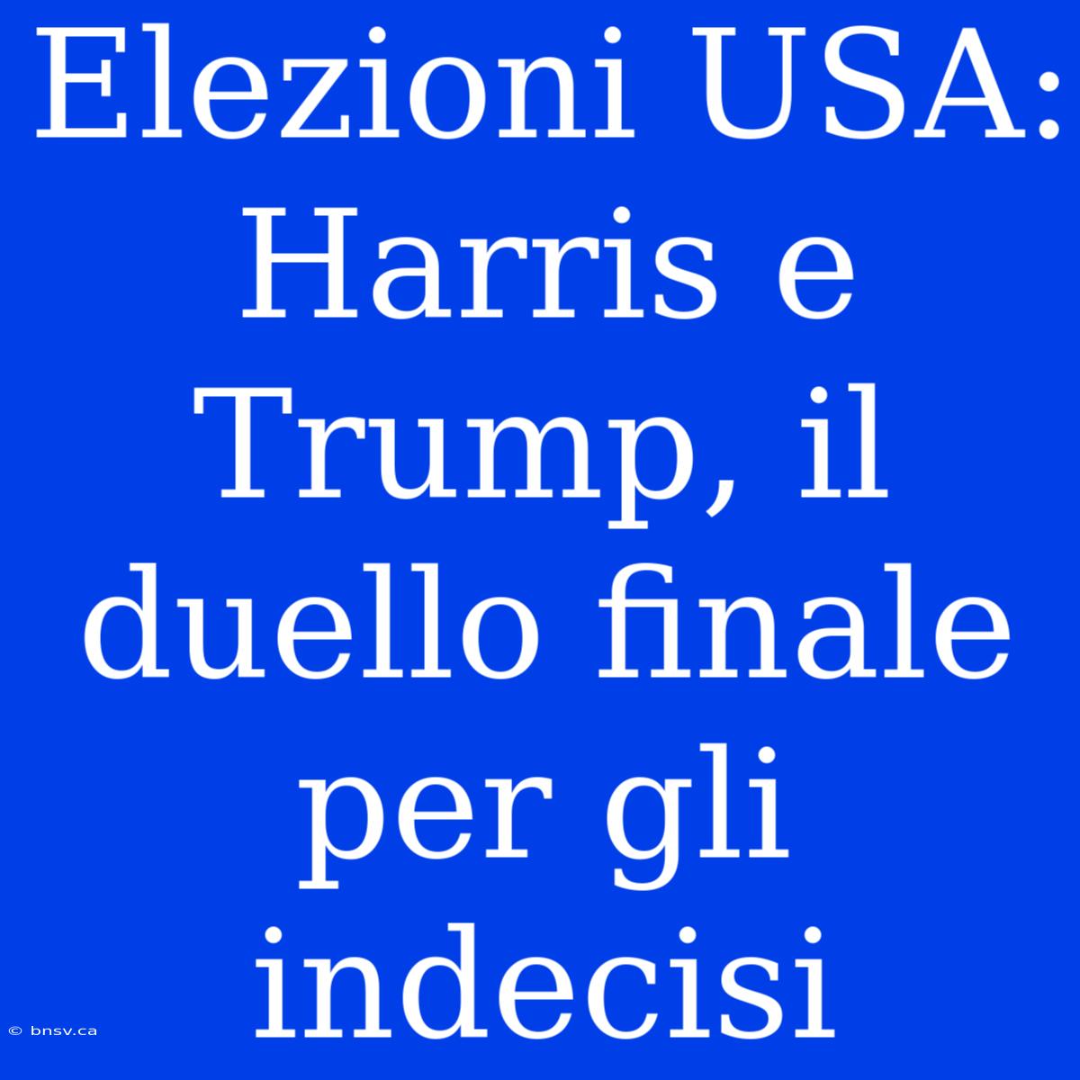 Elezioni USA: Harris E Trump, Il Duello Finale Per Gli Indecisi