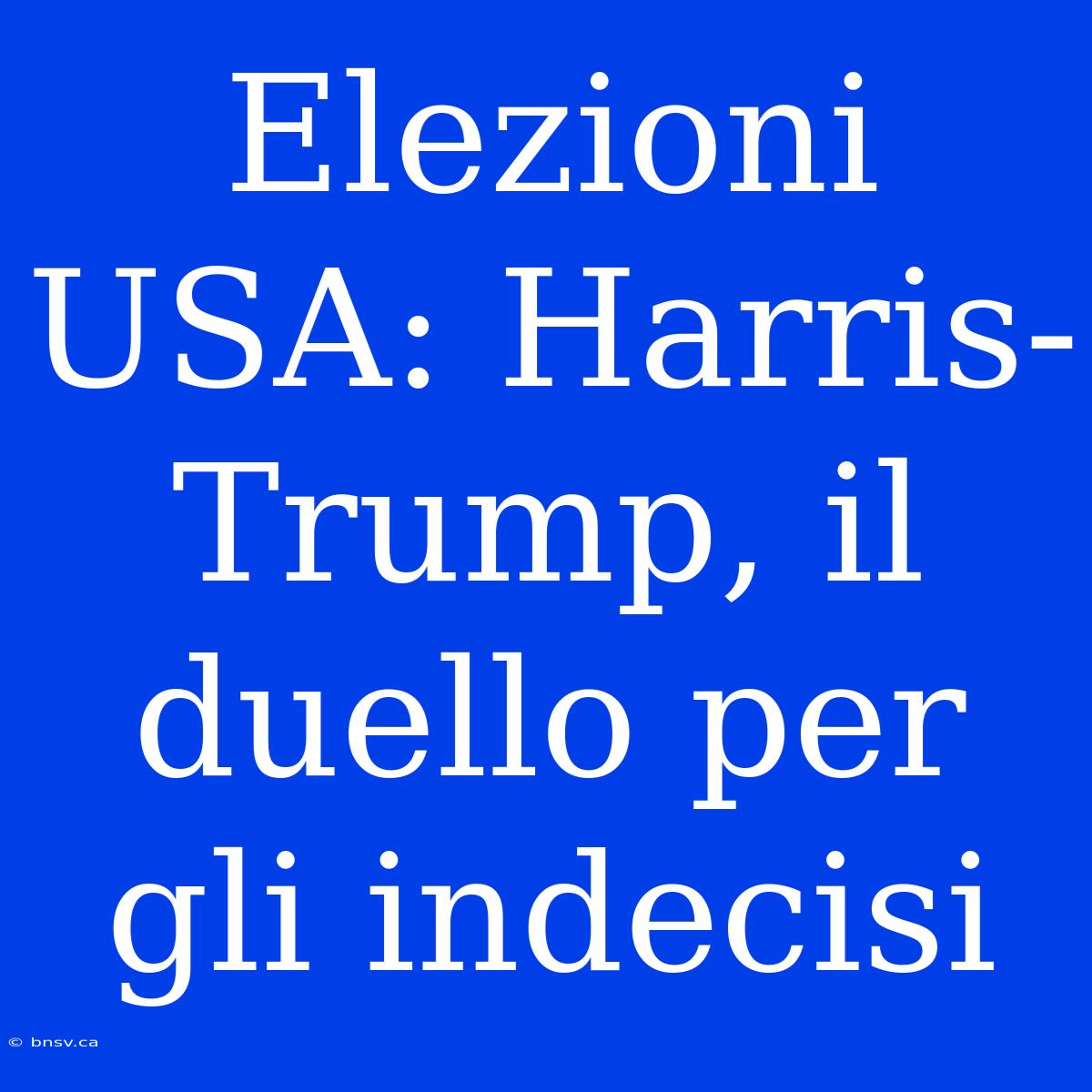 Elezioni USA: Harris-Trump, Il Duello Per Gli Indecisi