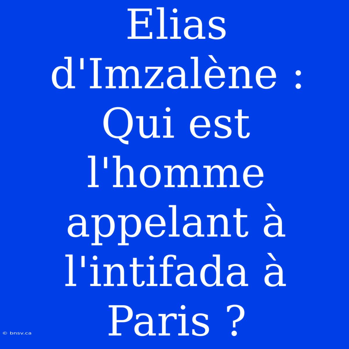 Elias D'Imzalène : Qui Est L'homme Appelant À L'intifada À Paris ?