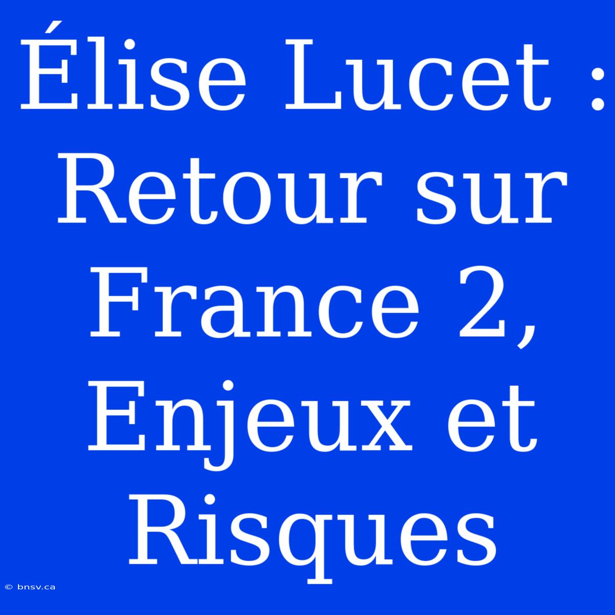 Élise Lucet : Retour Sur France 2, Enjeux Et Risques