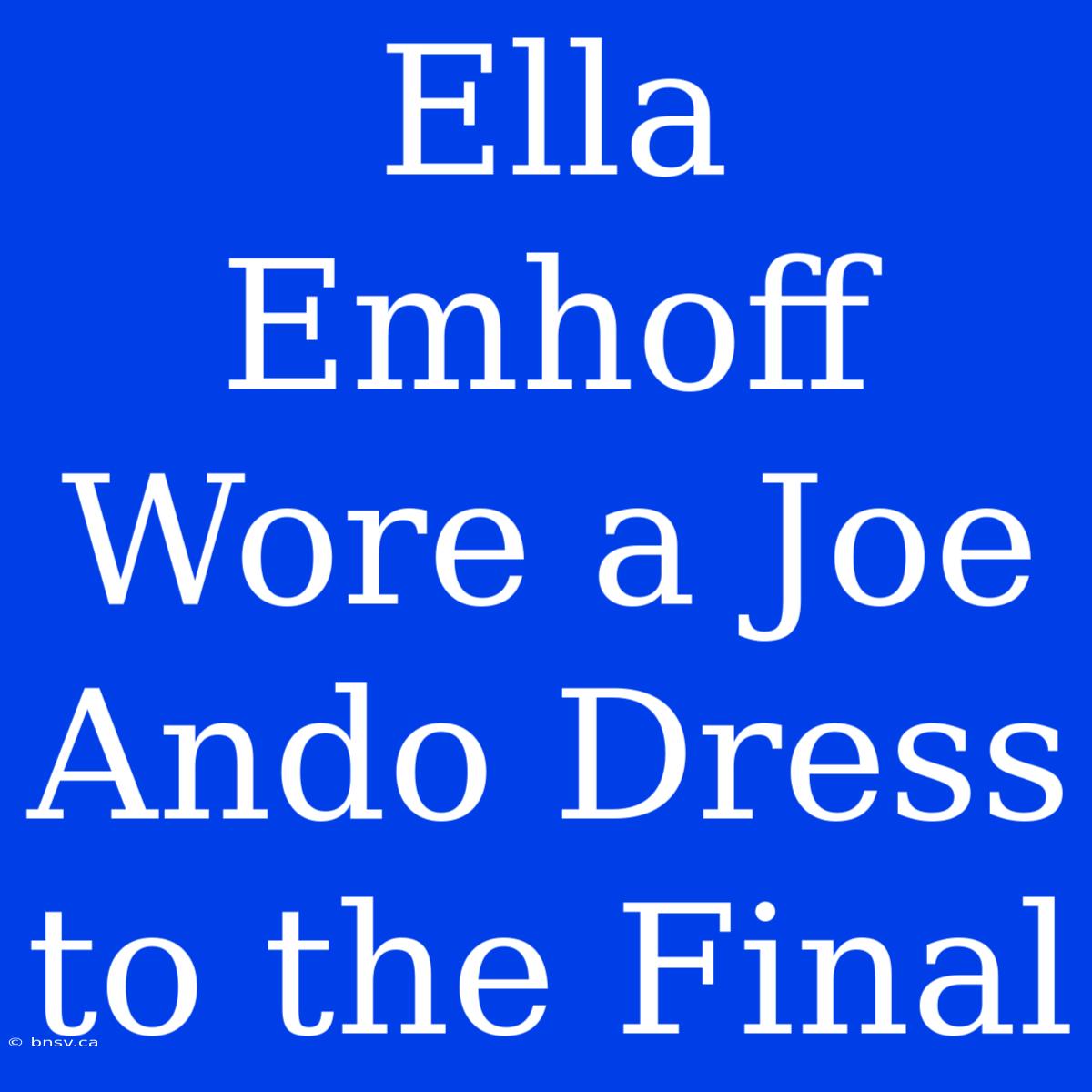 Ella Emhoff Wore A Joe Ando Dress To The Final