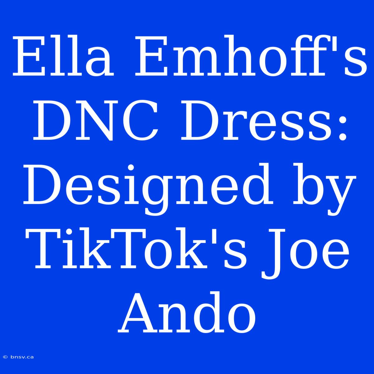 Ella Emhoff's DNC Dress: Designed By TikTok's Joe Ando