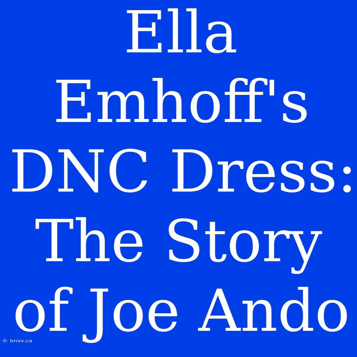 Ella Emhoff's DNC Dress: The Story Of Joe Ando