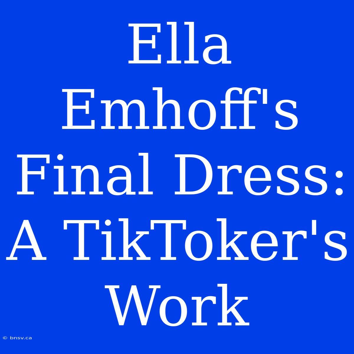 Ella Emhoff's Final Dress: A TikToker's Work