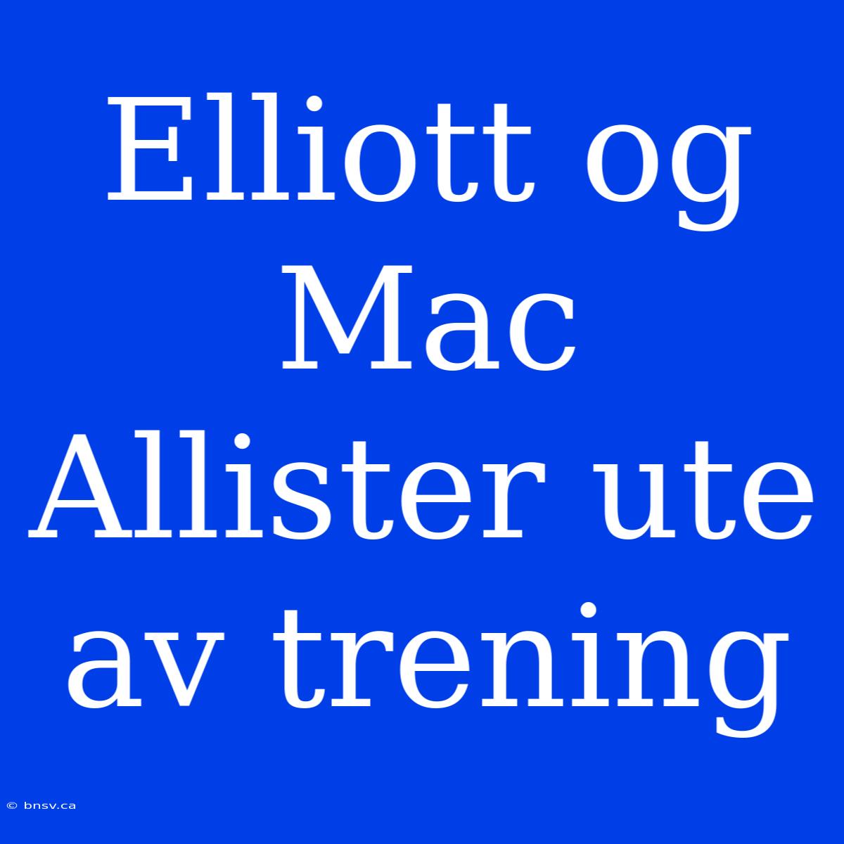 Elliott Og Mac Allister Ute Av Trening