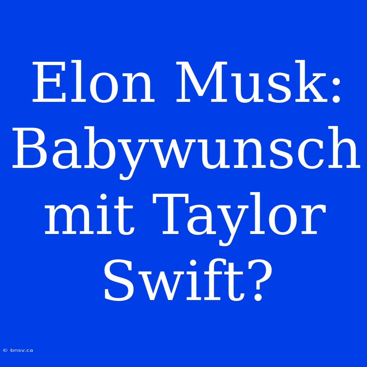 Elon Musk: Babywunsch Mit Taylor Swift?