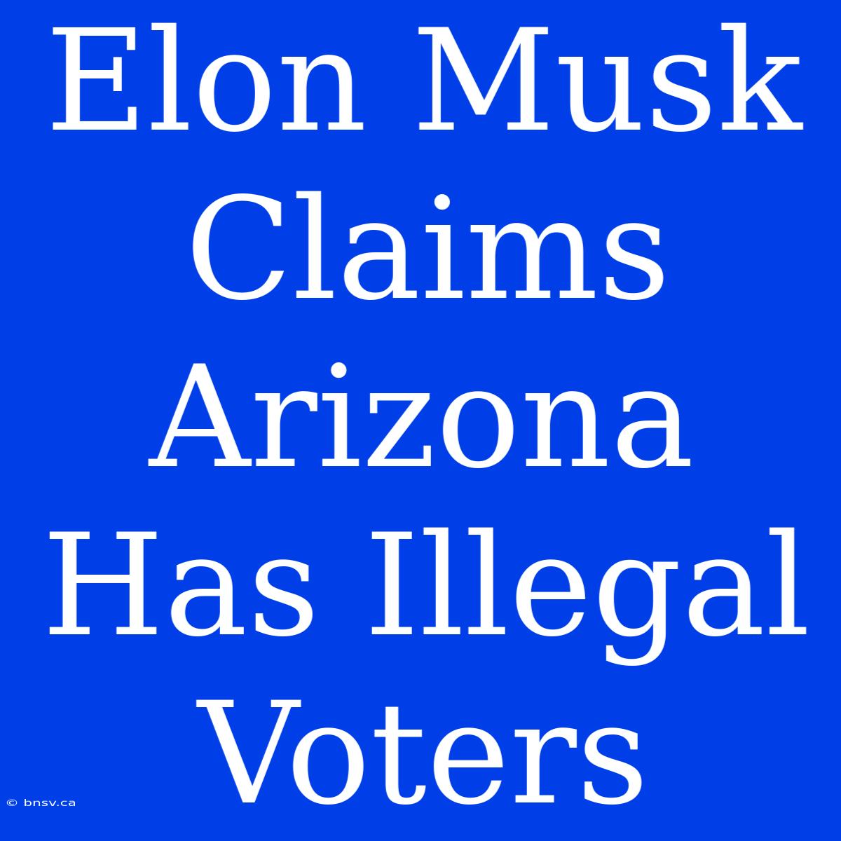 Elon Musk Claims Arizona Has Illegal Voters