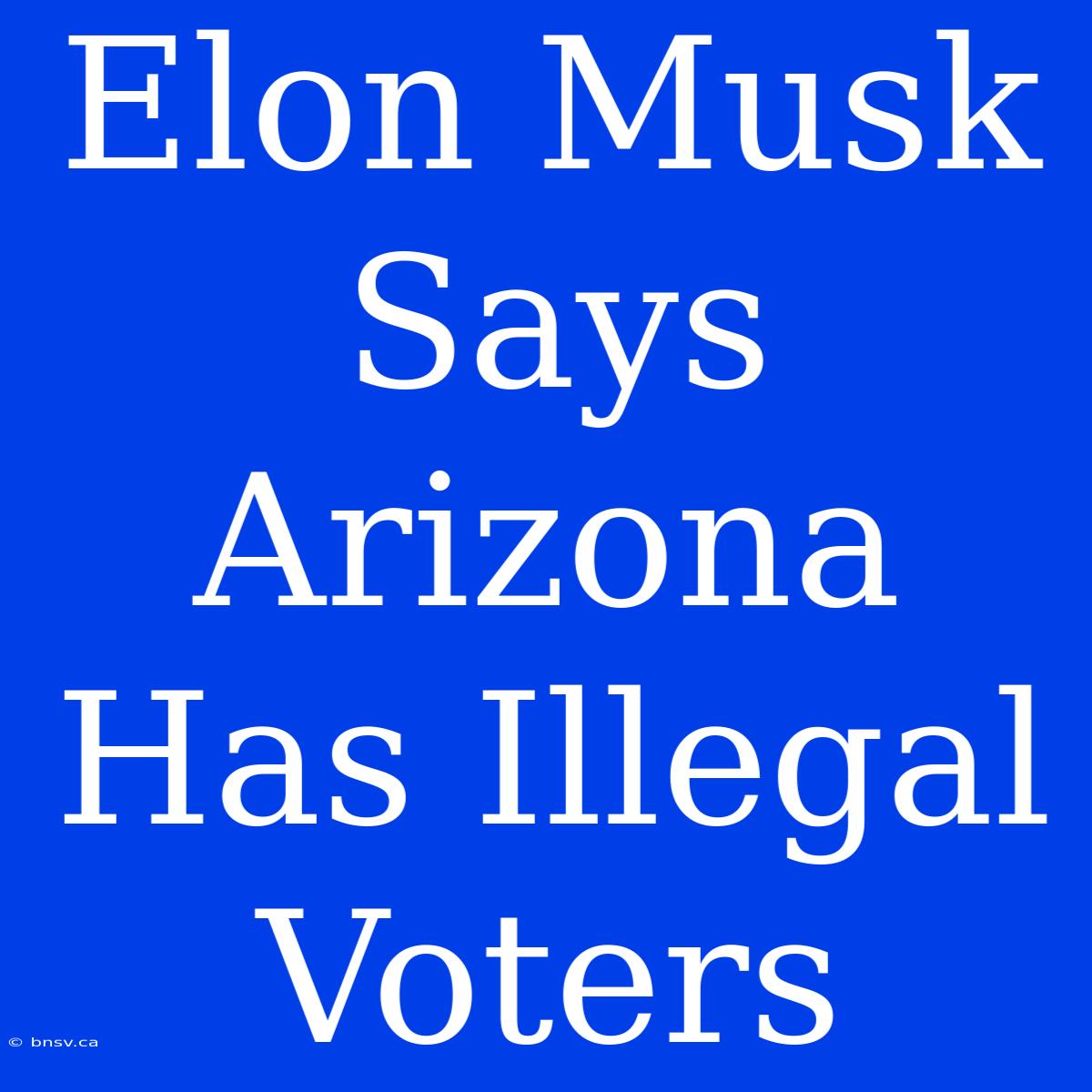 Elon Musk Says Arizona Has Illegal Voters