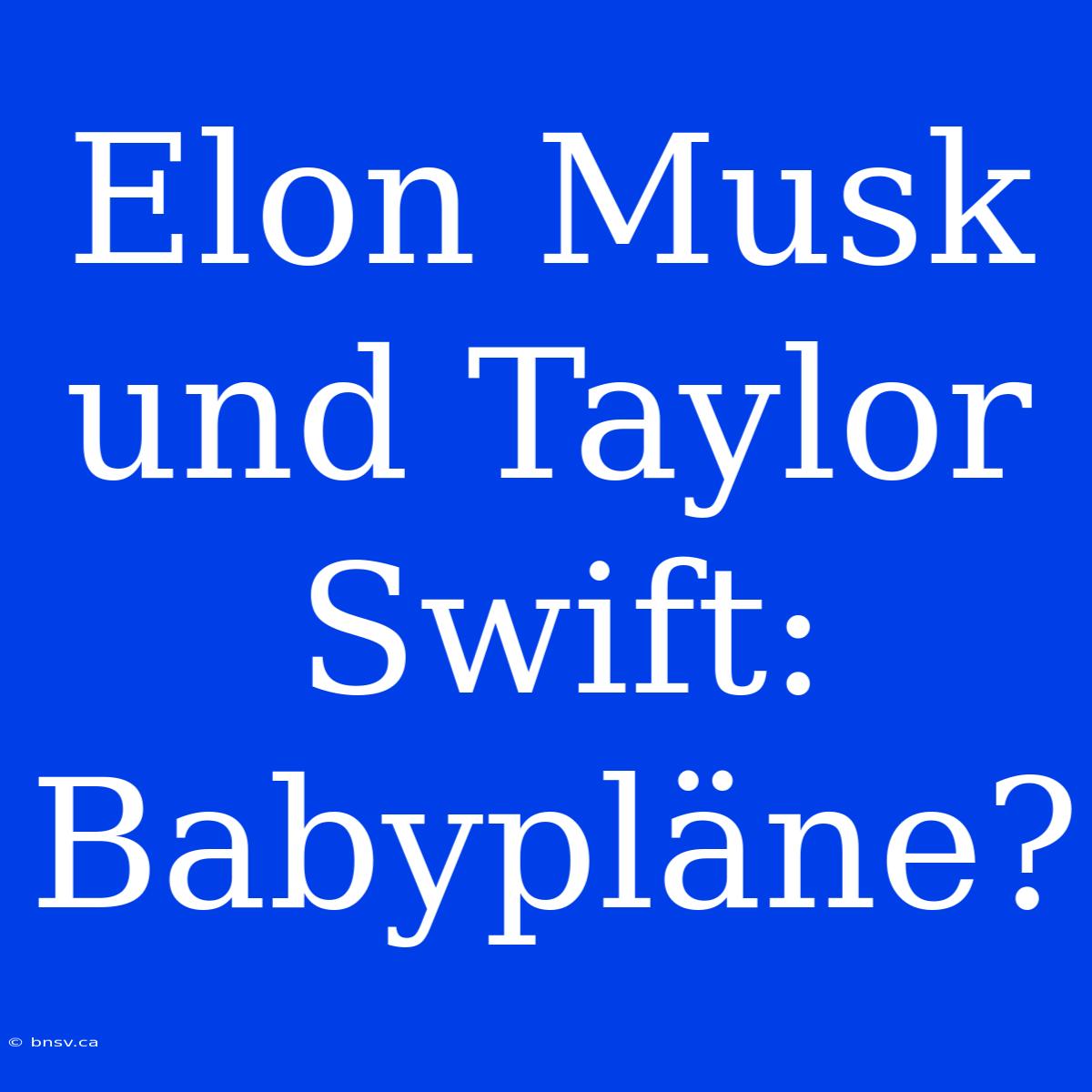 Elon Musk Und Taylor Swift: Babypläne?