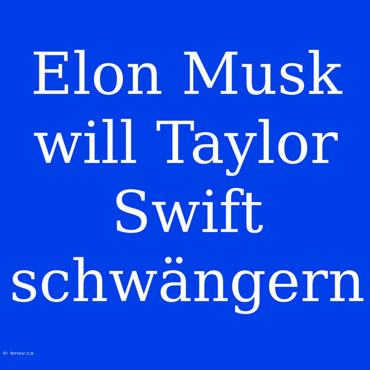 Elon Musk Will Taylor Swift Schwängern